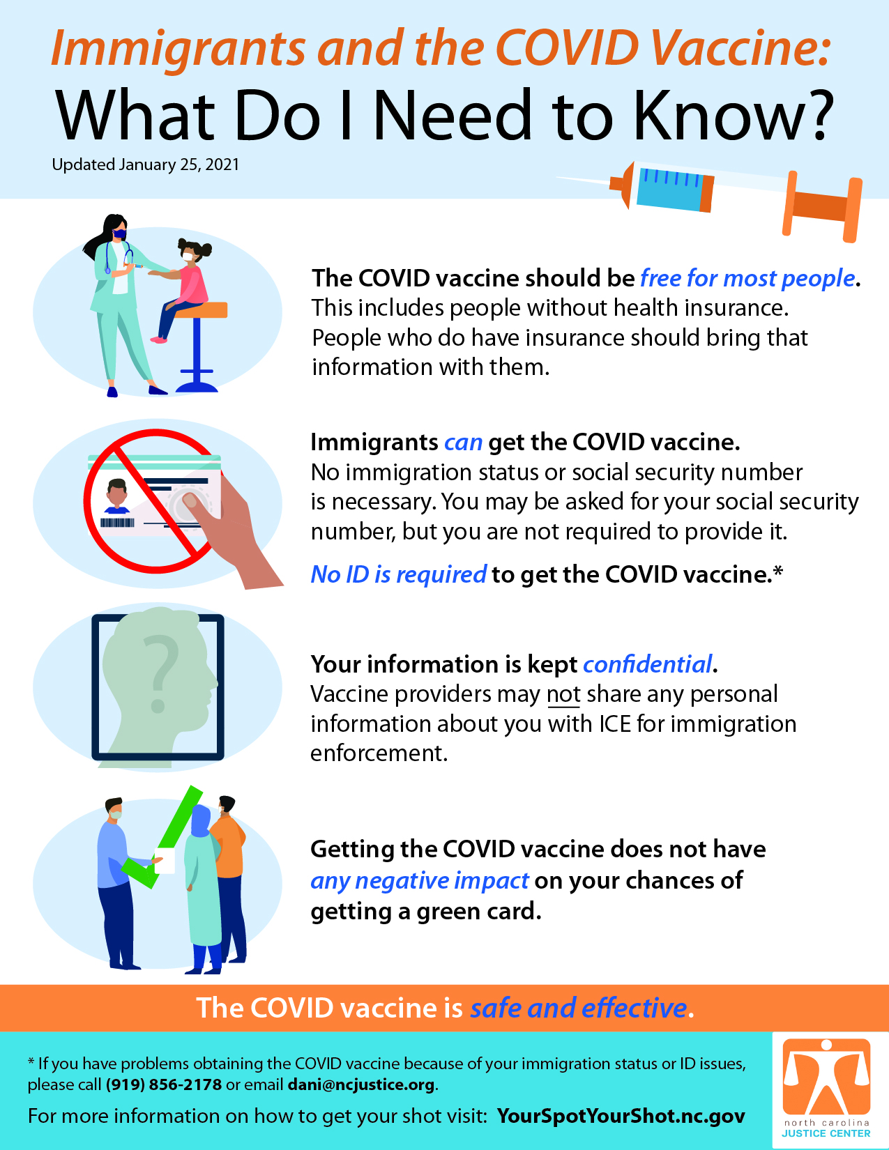 Immigrant Rights And The Covid Vaccine Inmigrantes Y La Vacuna Covid North Carolina Justice Center